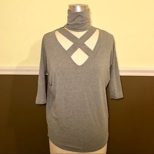 Express gray crisscross top